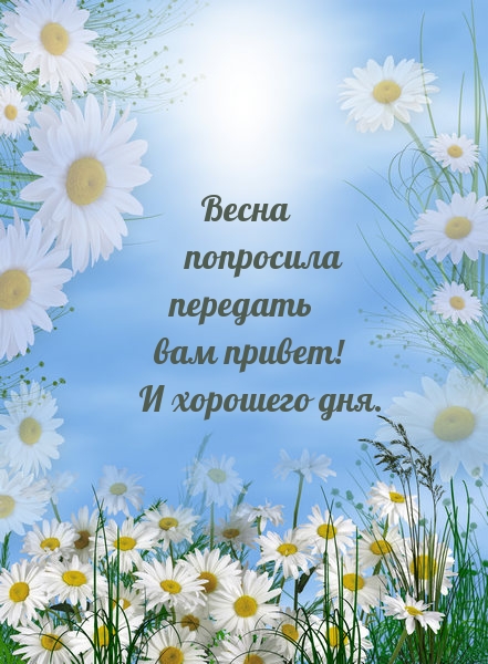 Весна попросила передать вам привет. Хорошего дня!.