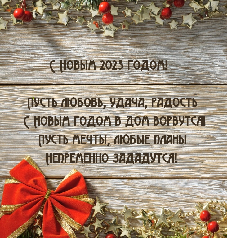 С Новым 2023 годом! Пусть любовь, удача, радость в дом ворвутся!