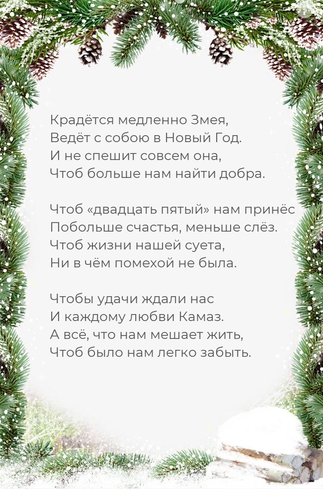 Крадётся медленно Змея, ведёт с собою в Новый Год..