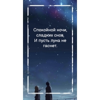 Спокойной ночи, сладких снов, и пусть луна не гаснет.